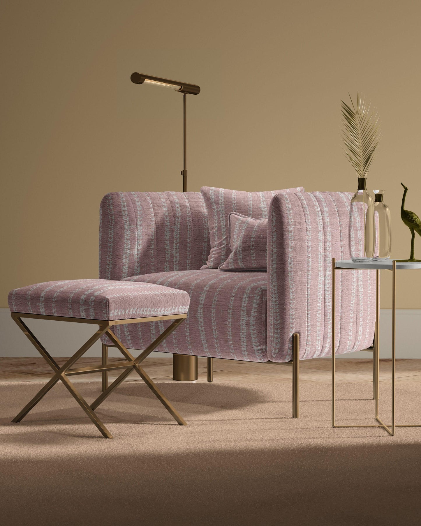 PILLOWPIA fabric by the yard vines print in blush