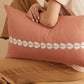 cowrie embroidered lumbar pillow cover in sandalwood