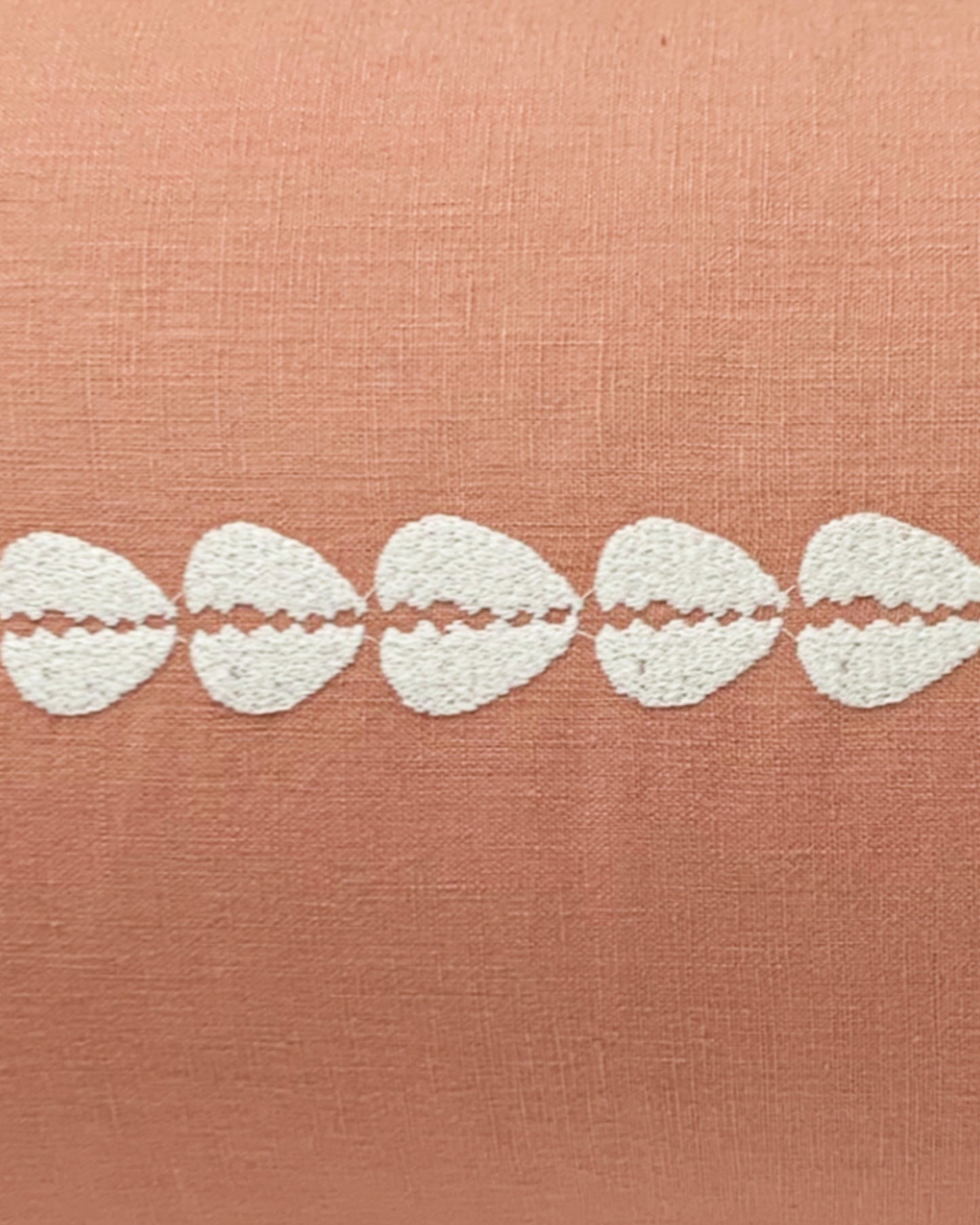 cowrie embroidered lumbar pillow cover in sandalwood