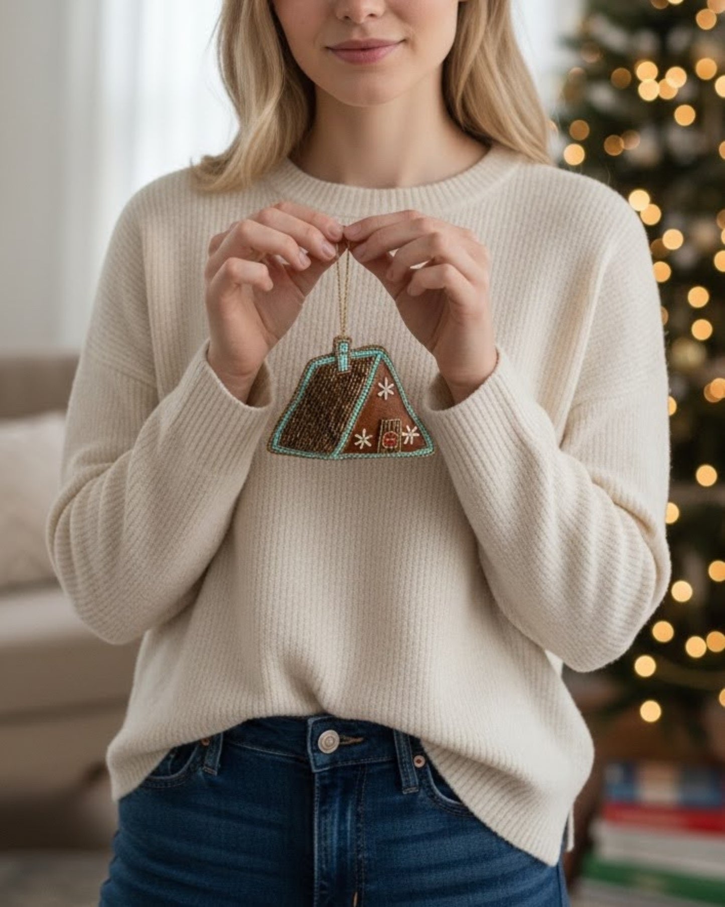 gingerbread cabin ornament set