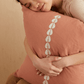 cowrie embroidered pillow in sandalwood - PILLOWPIA