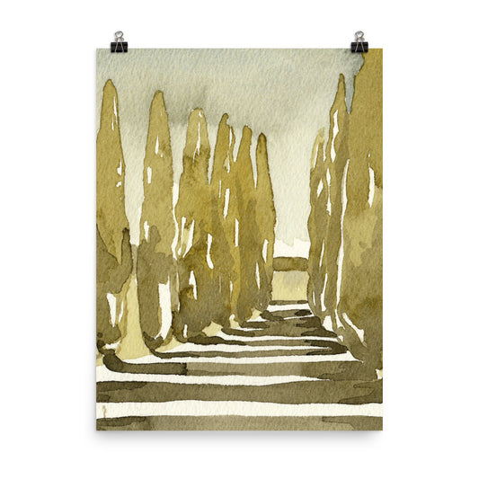 PILLOWPIA italian cypress watercolor print 18″×24″